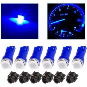 cciyu 6x Car T5 5050 1SMD Wedge Xenon White LED Light Bulbs Instrument Panel Cluster Plug Lamp Dash Light Bulb w/T5 Twist Sockets(white)