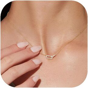 Diamond Necklace for Women 18k Plated Gold Necklace Paperclip Pendant Necklace Dainty Gold Necklace Jewelry for Women