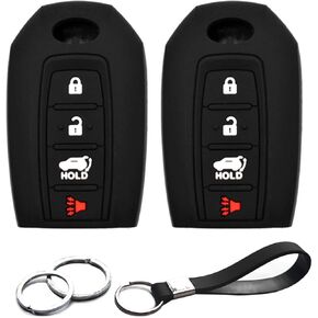 2pcs Compatible with Infiniti Q50 Q60 QX50 QX55 QX60 Key Fob Cover Case Key Chain Protector Keyless Entry Remote Smart 4 Buttons Holder