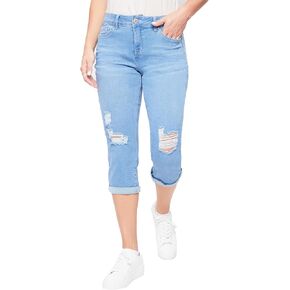 Royalty By YMI Royalty for Me Women's Essential High Rise Cuffed Capri Jeans