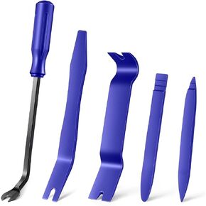5PCS Auto Trim Removal Tool Kit, Car Tool Kit, No Scratch Pry Tool, Plastic Pry Bar Tool Set, Auto Clip Fastener Remover Tool Set, Essential for Interior Trim (Blue)