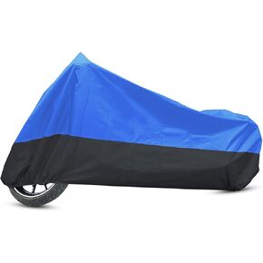 Motoforti Universal Motorcycle Cover, 190T Polyester Taffeta Fabric, Blue Black, 1 Pcs