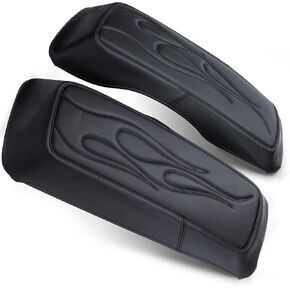 MoKitDora Saddlebag غطاء حمالة الصدر يغطي جلد ستوكات متوافق مع 1993-2013 Harley Touring FL Road King Road Glide Electra Glide Street Glide، مخيط باللهب in Kuwait