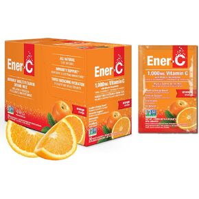 Ener-C Orange Multivitamin Drink Mix Powder Vitamin C 1000mg & Electrolytes with Real Fruit Juice Natural Energy & Immune Support for Women & Men - Non-GMO Vegan & Gluten Free - 30 Count