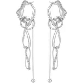 Metal Circle Earrings Unique Double-Layer Earring Long Tassel Dangle Earrings Abstract Tassel Earrings Irregular Design Earrings Linear Earrings Droplet Chain Jewelry for Women