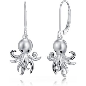 Octopus Earrings Sterling Silver Octopus Ocean Pendant Octopus Jewelry for Women
