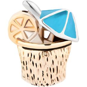 Cocktail Charm Compatible with Pandora Charm Bracelets Women Bali Thailand Vacation Citrus Blue Parasol Coconut Holiday Tropical Family Honeymoon Travel Journey