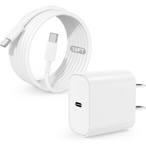 iPhone 15 Charger Block, 20W USB C Fast Charging Plug/6ft Type C to C Cable Cord Long for Apple iPhone 15 Plus/15 Pro Max,iPad Pro 12.9/11 inch 4/3/Air/Mini 6 Generation,Wall Power Adapter Cube Brick