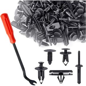 120PCS 6 in 1 Car Bumper Retainer Clips - Grille Fenders Liner Push-Type Plastic Rivets with Fastener Remover Compatible with Jeeps Wrangler Chrysler Dodge Ram - Replace 6503598/6502625/6506007AA