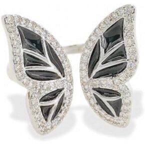 Maya J Enamel Butterfly Ring, Black and White, Women Jewelry Accessories