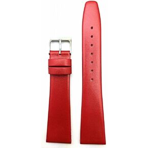 20mm Red Genuine Leather Watchband | Flat, Smooth Replacement Watchstrap that brings New Life to Any Watch (Mens Standard Length)