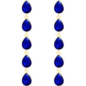 Teardrop Austrian Crystal Dangle Oversized Earrings for Women 14K Glod Jewelry