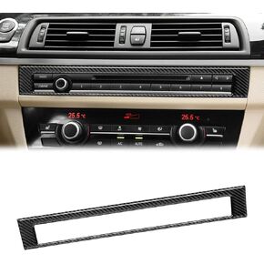 SUNJIKA Compatible with Carbon Fiber Interior Centre Console CD Multimedia Cover Panel Trim for BMW 5 Series F10 F11 F18 520i 528i 530i 535d 535i 550i 2011-2017 (Black 1PCS)