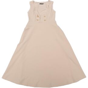 Allegra K Vintage Pinafore Dress for Women's Lace Trim Button Overalls Midi Dress with Pockets