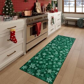 LIVEBOX Christmas Rugs Washable Entryway Rug, 2x3 Red Christmas Snowflake Indoor Door Mat, Non-Slip Small Kitchen Rug, Low Pile Front Door Mat Soft Area Rug for Bedroom Bathroom Holiday Decor, Red