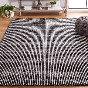 SAFAVIEH Abstract Collection Accent Rug - 4' x 6', Black & Ivory, Handmade Wool, Ideal for High Traffic Areas in Entryway, Living Room, Bedroom (ABT482Z)