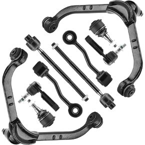 Front Upper Control Arms w/Ball Joints Sway Bar End Links Tie Rod Ends Suspension Kit Replacement for 2002-2004 Liberty (10pc)