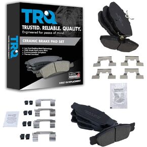 TRQ Front & Rear Brake Pads Ceramic Compatible with 2002-2005 Ford Thunderbird 2000-2002 Jaguar S-Type 2000-2006 Lincoln LS