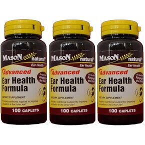 Mason Natural Advance Ear Health Formula Bioflavonoids Plus 100 Caplets per Bottle Pack of 3 Total 300 Caplets