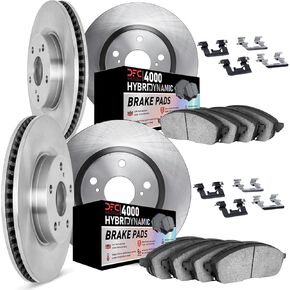 Dynamic Friction Company Front Rear Brake Pads and Rotors Kit| Brakes Rotors| HybriDynamic Brakes and Rotors Kit Front and Rear| Hardware| Fit 2002-2005 BMW 745i, 745Li, 760Li, 760i