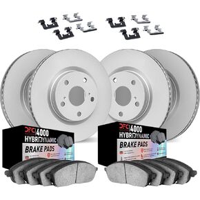 Dynamic Friction Company Front Rear Brake Pads and Rotors Kit| Brakes Rotors| HybriDynamic Brakes and Rotors Kit Front and Rear| Hardware| Fit 2012-2019 BMW 640i, 640i Gran Coupe, 640i xDrive