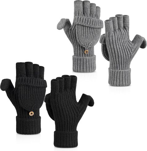 Cierto Winter Gloves for Women & Men | Convertible Fingerless Gloves for Cold Weather,Womens Warm Knit Mittens… in Kuwait