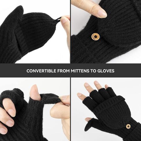 Cierto Winter Gloves for Women & Men | Convertible Fingerless Gloves for Cold Weather,Womens Warm Knit Mittens… in Kuwait
