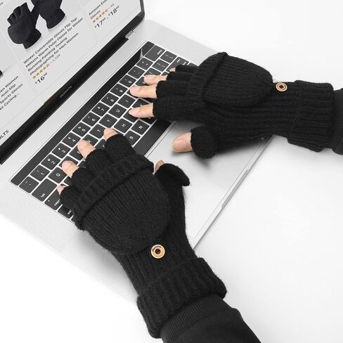 Cierto Winter Gloves for Women & Men | Convertible Fingerless Gloves for Cold Weather,Womens Warm Knit Mittens… in Kuwait