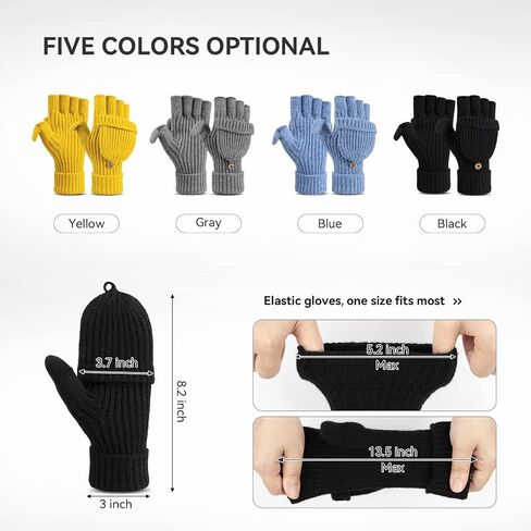 Cierto Winter Gloves for Women & Men | Convertible Fingerless Gloves for Cold Weather,Womens Warm Knit Mittens… in Kuwait
