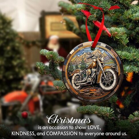 Motorcycle Ceramic Christmas Ornaments - Hanging on Xmas Tree - Biker Gifts for Motocross Lovers, Men, Women in Kuwait