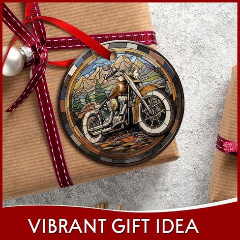 Motorcycle Ceramic Christmas Ornaments - Hanging on Xmas Tree - Biker Gifts for Motocross Lovers, Men, Women in Kuwait