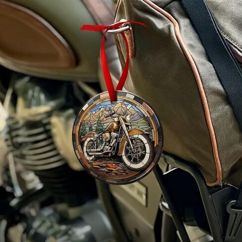 Motorcycle Ceramic Christmas Ornaments - Hanging on Xmas Tree - Biker Gifts for Motocross Lovers, Men, Women in Kuwait