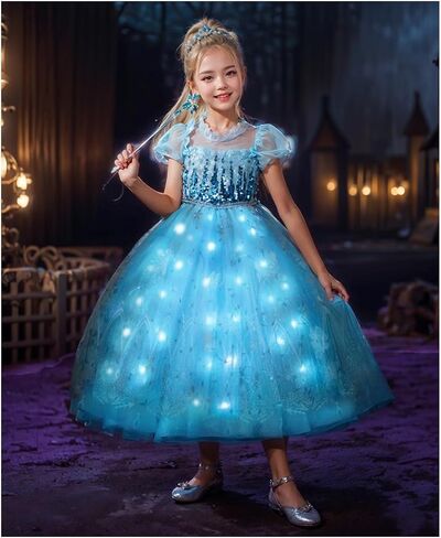 Girls LED Light Up Princess Dress Kids LED Halloween Costume Play Dress in Kuwait