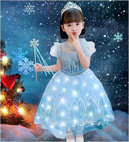 Girls LED Light Up Princess Dress Kids LED Halloween Costume Play Dress in Kuwait