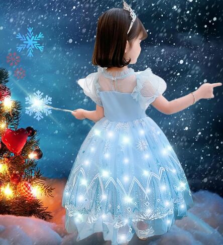 Girls LED Light Up Princess Dress Kids LED Halloween Costume Play Dress in Kuwait