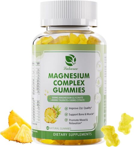 علكة جليسينات المغنيسيوم 500 مجم | في شكل مركب ثلاثي من جليسينات المغنيسيوم والتورات والسيترات - مكمل المغنيسيوم مع الكالسيوم والزنك وD3 وK2 للمناعة والراحة - 60 قطعة in Kuwait