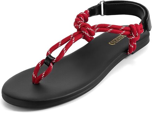 Rihero Rope Thong Sandals for Women Beach Flip Flops Comfortable Ankle Strap Slip-On Flat Sandals in Saudi Arabia