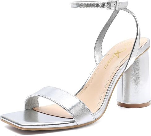 Athlefit Chunky Heels for Women Block Heeled Sandals Square Toe Ankle Strap Fashion High Heels for Prom in Saudi Arabia