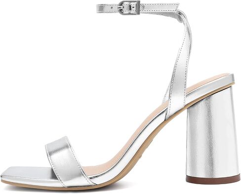 Athlefit Chunky Heels for Women Block Heeled Sandals Square Toe Ankle Strap Fashion High Heels for Prom in Saudi Arabia