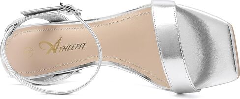 Athlefit Chunky Heels for Women Block Heeled Sandals Square Toe Ankle Strap Fashion High Heels for Prom in Saudi Arabia