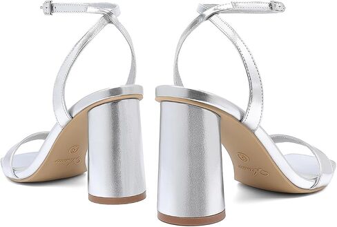 Athlefit Chunky Heels for Women Block Heeled Sandals Square Toe Ankle Strap Fashion High Heels for Prom in Saudi Arabia