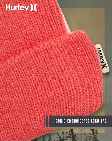Hurley Women's Delaney Beanie Hat - Medium Fit Fashionable Double Layered Cable Knit Pattern - Winter Hats for Women in Saudi Arabia