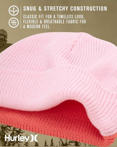 Hurley Women's Delaney Beanie Hat - Medium Fit Fashionable Double Layered Cable Knit Pattern - Winter Hats for Women in Saudi Arabia