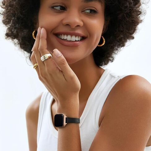 حزام WJK متوافق مع أساور ساعة Apple للنساء 40 مم 41 مم 42 مم 44 مم 45 مم 46 مم 38 مم SE 49 مم، حزام جلدي رفيع متوافق مع أساور iWatch للنساء سلسلة Ultra 2 10 9 8 7 6 5 4 3 2 1 in Kuwait