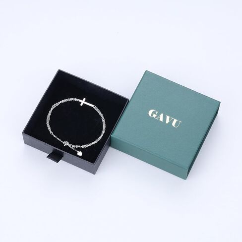 GAVU سلاسل مزدوجة 925 سوار متقاطع من الفضة الاسترليني للنساء، سوار ذهبي أنيق/سوار فضي للنساء in Kuwait
