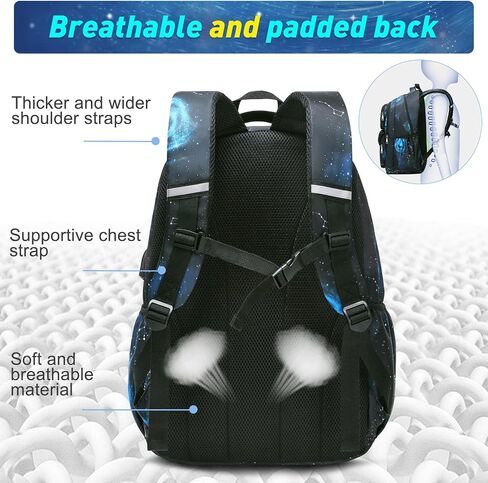 Bevalsa Backpack for Boys, Galaxy School Bags for Kids, Bookbag for Boys Girls Children Teens Backpacks for Elementary Middle High school Student, Bookbag and Sling Bag Set with USB Charging Port in Saudi Arabia