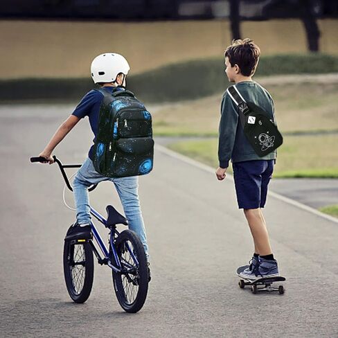 Bevalsa Backpack for Boys, Galaxy School Bags for Kids, Bookbag for Boys Girls Children Teens Backpacks for Elementary Middle High school Student, Bookbag and Sling Bag Set with USB Charging Port in Saudi Arabia