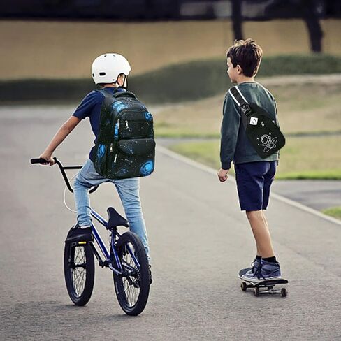 حقيبة ظهر بيفالسا للأولاد، حقائب مدرسية جالاكسي للأطفال، حقيبة كتب للأولاد والبنات والأطفال والمراهقين، حقائب ظهر لطلاب المدارس الثانوية المتوسطة الابتدائية، مجموعة حقيبة كتب وحقيبة حبال مع منفذ شحن USB in Kuwait