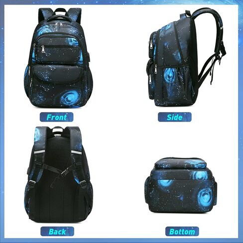 Bevalsa Backpack for Boys, Galaxy School Bags for Kids, Bookbag for Boys Girls Children Teens Backpacks for Elementary Middle High school Student, Bookbag and Sling Bag Set with USB Charging Port in Saudi Arabia