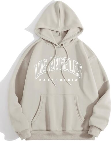 GORGLITTER Women's Graphic Print Hoodies Sweatshirt Long Sleeve Round Neck Drop Shoulder Pullover Top in Saudi Arabia